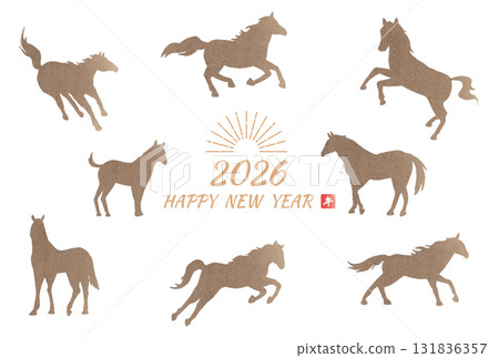 Horse silhouette 2026 new year's card template Horse silhouette 2026 new year's card template 131836357