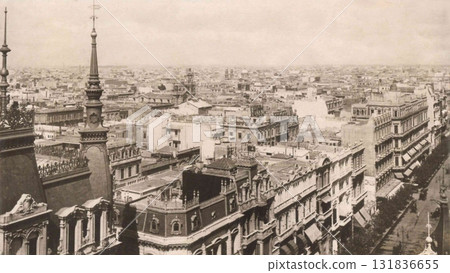 Old photo, 1913, panorama of downtown Buenos Aires, Argentina 131836655