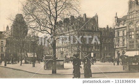 Old photograph, 1904, Sloane Square, Chelsea, London, England 131836656