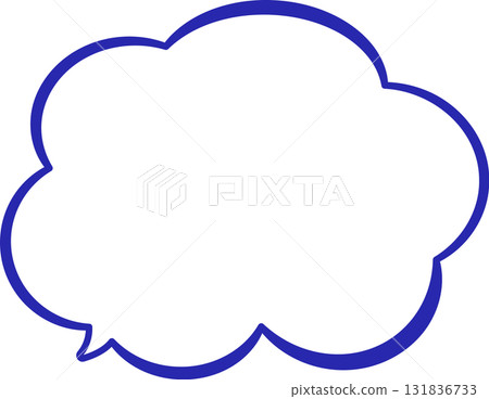 藍色對話泡泡。雲形。線條寬度可變。手繪或徒手繪製。簡單易用。 131836733