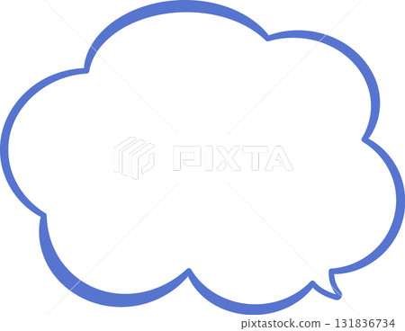 Blue speech bubble. Cloud-shaped. Line width varies. Freehand or hand-drawn style. Simple and easy to use. Blue speech bubble. Cloud-shaped. Line width varies. Freehand or hand-drawn style. Simple and easy to use. 131836734