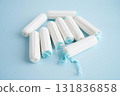 Cotton tampons for women hygiene menstrual period cycle protection. 131836858