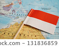Bangkok, Thailand December 10, 2023 Indonesia in world map paper. 131836859