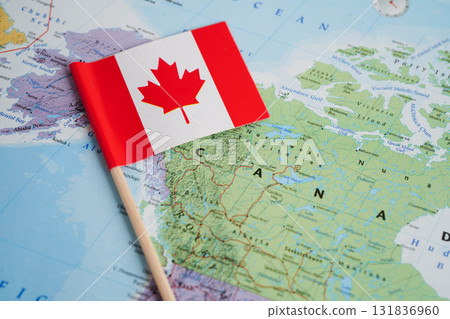 Bangkok, Thailand December 10, 2023 Canada map in world map paper. Bangkok, Thailand December 10, 2023 Canada map in world map paper. 131836960