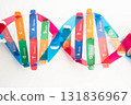 DNA molecule spiral structure model isolated on white background, chromosome and gene chemical science biology. 131836967