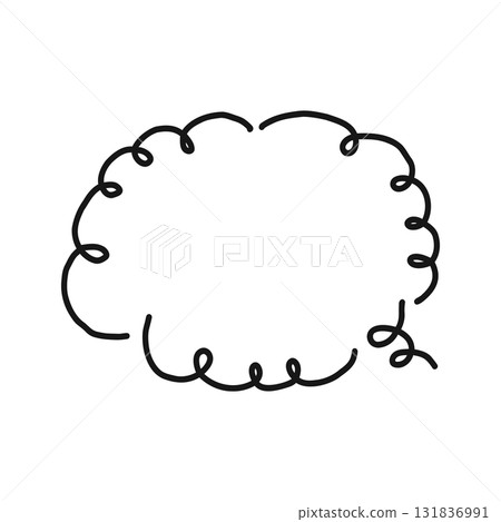 Cute hand-drawn illustration of a speech bubble drawn with swirling lines 131836991