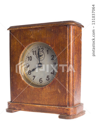 Antique table clock isolated on white background 131837064