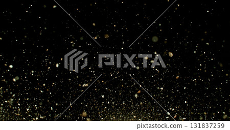 Powerful burst of clay particles exploding upward in a dense cloud, isolated on black. High-speed photography capturing the dynamic texture of dry earth in motion. 131837259