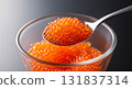 Salmon Roe in Glass Bowl with Spoon 131837314