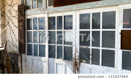Antique wooden door with a lock 131837464