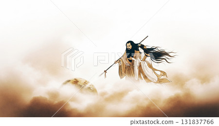 Illustration of the bond between Izanagi and Izanami 131837766