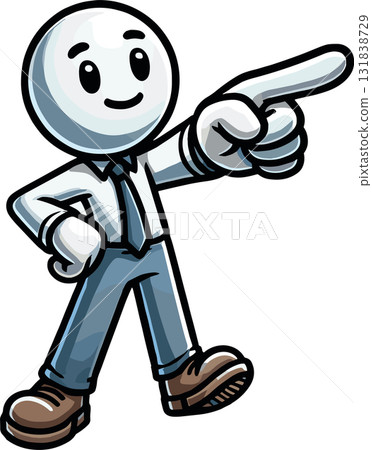 一名商人指著的插圖 131838729