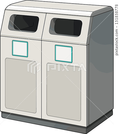 Illustration of two store trash cans lined up 131838778