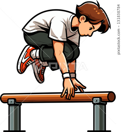 一名男子在做跑酷的插圖 一名男子在做跑酷的插圖 131838784