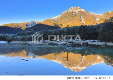 Taisho pond in Kamikochi and Yakedake Taisho pond in Kamikochi and Yakedake 131838823