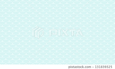 Light blue Seigaiha Japanese pattern, Japanese paper texture background material, Japanese pattern, texture, postcard size 131839325