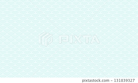 Light blue Seigaiha Japanese pattern, Japanese paper texture background material, Japanese pattern, texture, postcard size 131839327
