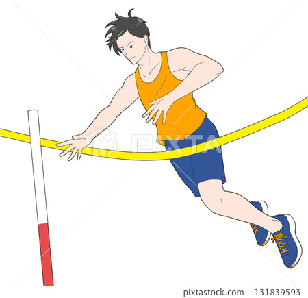 男孩撐竿跳的插圖 131839593