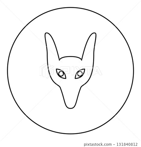 Head jackal icon in circle round black color vector illustration image outline contour line thin style Head jackal icon in circle round black color vector illustration image outline contour line thin style 131840812