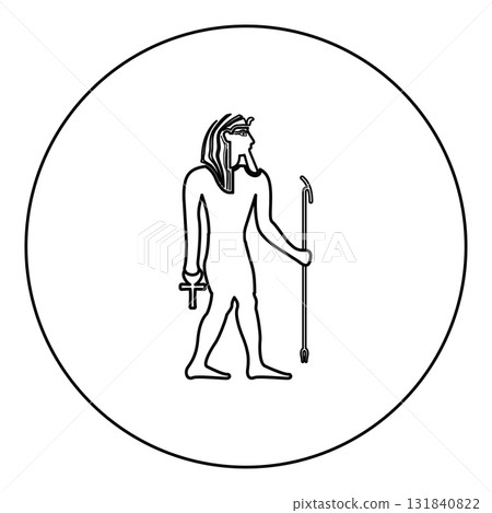 Egypt pharaoh Tutankhamen King Tut icon in circle round black color vector illustration image outline contour line thin style Egypt pharaoh Tutankhamen King Tut icon in circle round black color vector illustration image outline contour line thin style 131840822