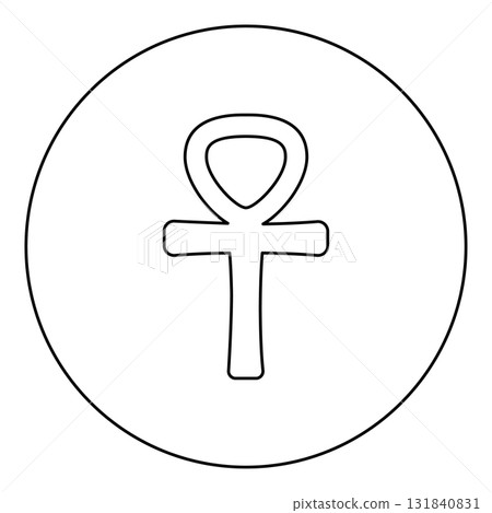 Ankh Coptic cross ancient Egyptian religious symbol icon in circle round black color vector illustration image outline contour line thin style 131840831