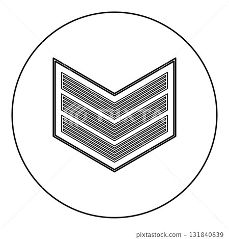 Army chevron military rank insignia badge symbol sign petty officer icon in circle round black color vector illustration image outline contour line thin style Army chevron military rank insignia badge symbol sign petty officer icon in circle round black color vector illustration image outline contour line thin style 131840839