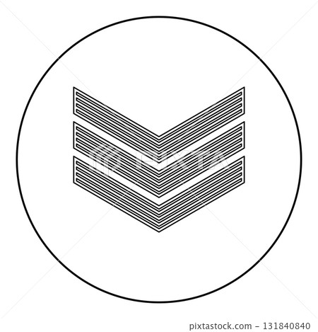 Army chevron military rank insignia badge symbol sign petty officer icon in circle round black color vector illustration image outline contour line thin style Army chevron military rank insignia badge symbol sign petty officer icon in circle round black color vector illustration image outline contour line thin style 131840840