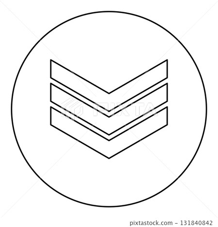 Army chevron military rank insignia badge symbol sign petty officer icon in circle round black color vector illustration image outline contour line thin style Army chevron military rank insignia badge symbol sign petty officer icon in circle round black color vector illustration image outline contour line thin style 131840842