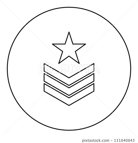 Army chevron military rank insignia badge symbol sign petty officer icon in circle round black color vector illustration image outline contour line thin style 131840843