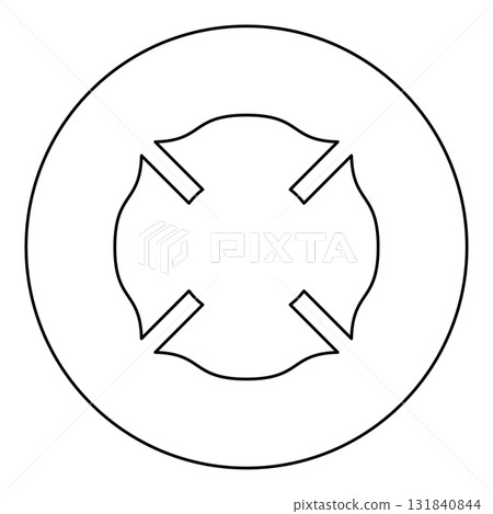 Firefighter cross Malta emblem fire fighter dept icon in circle round black color vector illustration image outline contour line thin style 131840844