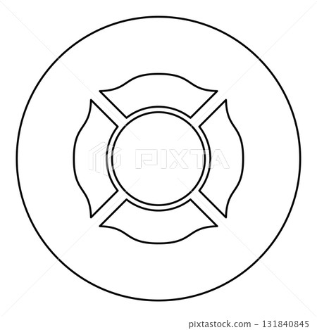 Firefighter cross Malta emblem fire fighter dept icon in circle round black color vector illustration image outline contour line thin style 131840845