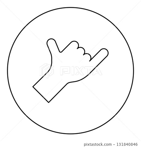 Shaka symbol hand hawaiian greeting gesture sign call me sign telephone loose surf up icon in circle round black color vector illustration image outline contour line thin style 131840846