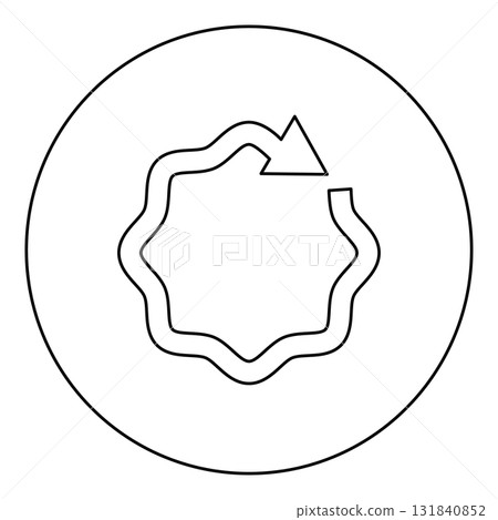 Wavy arrow on circle icon in circle round black color vector illustration image outline contour line thin style 131840852