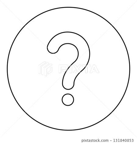 Sign question icon in circle round black color vector illustration image outline contour line thin style 131840853