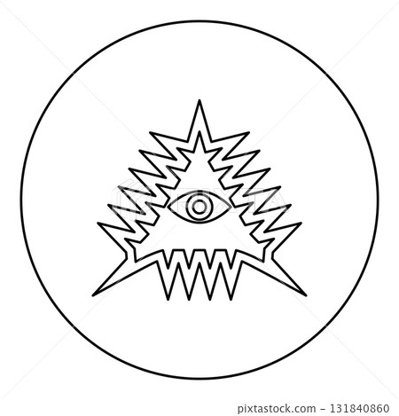 Mason symbol occult emblem of masonic Illuminati triangle all seeing eye of vision providence sacred sign in pyramid in triangle secret concept icon in circle round black color vector illustration 131840860