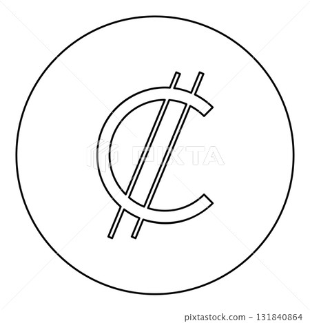 Costa Rica Colon currency symbol sign money icon in circle round black color vector illustration image outline contour line thin style 131840864