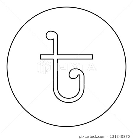 Symbol Taka Bangladeshi currency sign icon in circle round black color vector illustration image outline contour line thin style 131840870