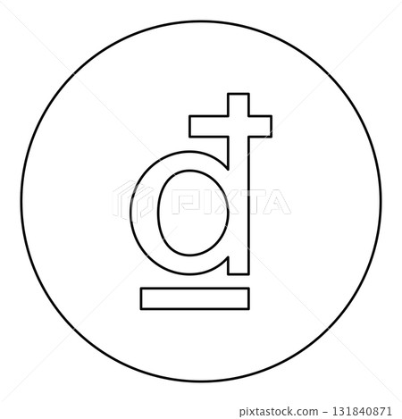Symbol dong sign vietnamese currency icon in circle round black color vector illustration image outline contour line thin style 131840871