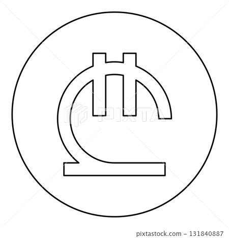 Georgian lari currency symbol GEL money sign icon in circle round black color vector illustration image outline contour line thin style 131840887