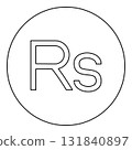 Rupee sign currency symbol money Rs icon in circle round black color vector illustration image outline contour line thin style 131840897