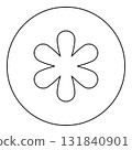 Asterisk sign symbol icon in circle round black color vector illustration image outline contour line thin style 131840901