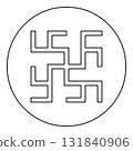 Fern flowers grass symbol sign slavic pagan icon in circle round black color vector illustration image outline contour line thin style 131840906