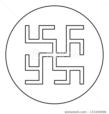 Fern flowers grass symbol sign slavic pagan icon in circle round black color vector illustration image outline contour line thin style 131840906