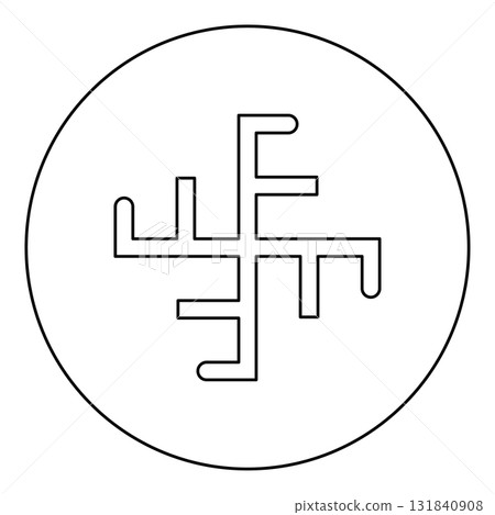 Sun crest symbol sign slavic pagan icon in circle round black color vector illustration image outline contour line thin style 131840908