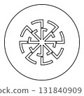 Svetch symbol sign slavic pagan icon in circle round black color vector illustration image outline contour line thin style 131840909