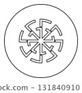 Svitovit symbol sign slavic pagan icon in circle round black color vector illustration image outline contour line thin style 131840910