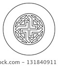 Valkyrie symbol sign slavic pagan icon in circle round black color vector illustration image outline contour line thin style 131840911