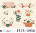 Autumn floral and pumpkin arrangement set in flat vector rustic style 131840930