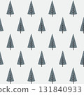 Simple gray christmas trees on light background in minimal seamless design 131840933