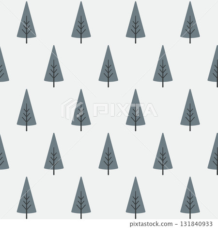 Simple gray christmas trees on light background in minimal seamless design 131840933